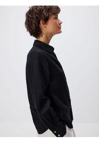 Reserved - Lniana koszula - czarny. Kolor: czarny. Materiał: len #1