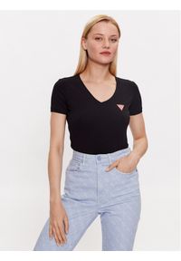 Guess T-Shirt W2YI45 J1314 Czarny Slim Fit. Kolor: czarny. Materiał: bawełna