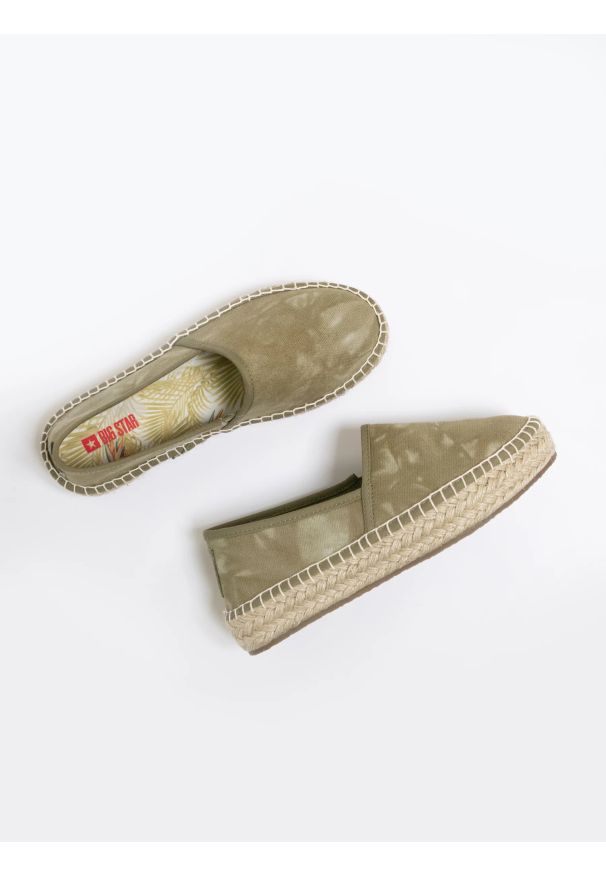Big-Star - Espadryle damskie khaki LL274853 303. Kolor: zielony. Materiał: jeans. Szerokość cholewki: normalna. Sezon: lato. Obcas: na platformie