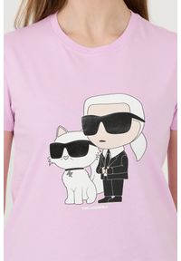 Karl Lagerfeld - KARL LAGERFELD Lawendowy t-shirt Ikonik 2.0. Kolor: fioletowy