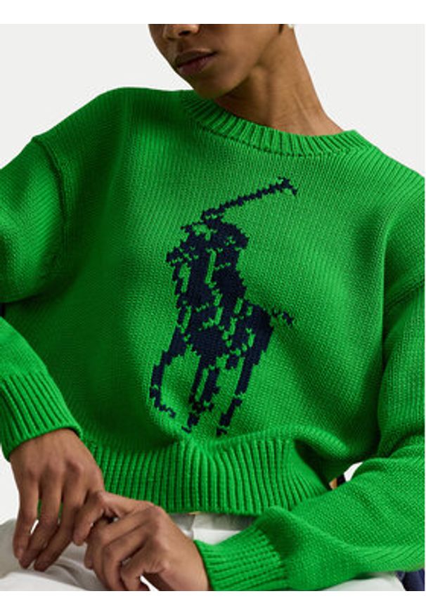 Polo Ralph Lauren Sweter 211A96234003 Zielony Relaxed Fit. Typ kołnierza: polo. Kolor: zielony. Materiał: bawełna