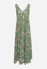 Born2be - Zielona Sukienka z Wzorem Paisley i Rozkloszowanym Dołem Biamira. Kolor: zielony. Materiał: tkanina. Wzór: paisley. Sezon: lato #7