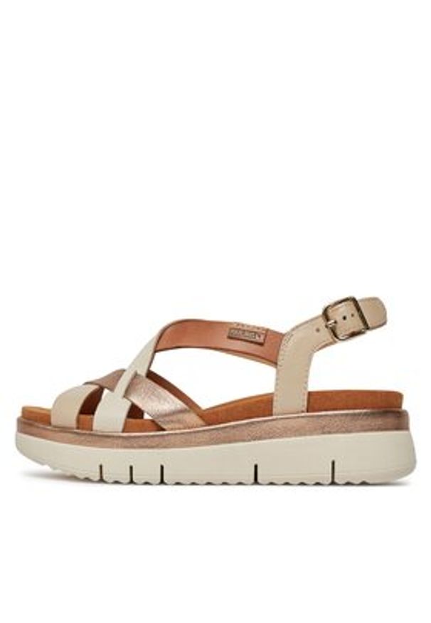 Pikolinos Sandały Palma W4N-0650C1 Beżowy. Kolor: beżowy. Materiał: skóra