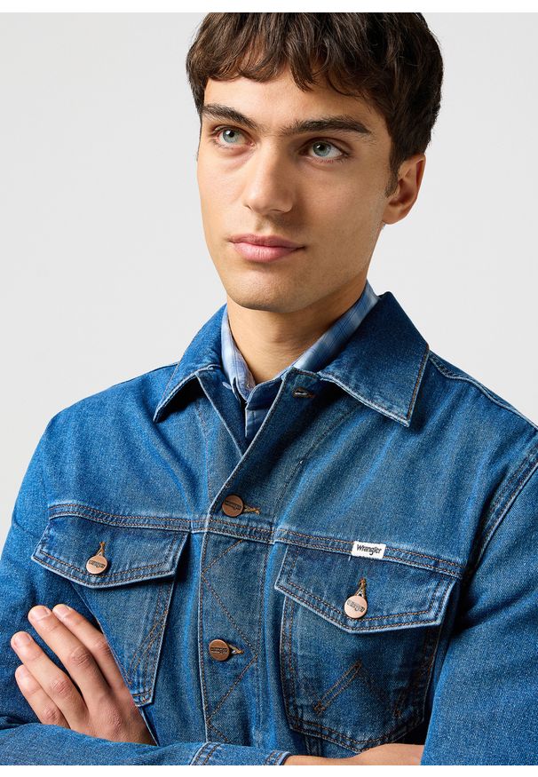 Wrangler - MESKA KURTKA JEANSOWA WRANGLER CLASSIC JACKET STONEWASH 112362737. Materiał: jeans