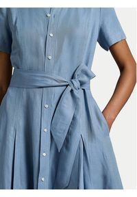Polo Ralph Lauren Sukienka koszulowa 211972054001 Błękitny Regular Fit. Typ kołnierza: polo. Kolor: niebieski. Materiał: len. Typ sukienki: koszulowe #2