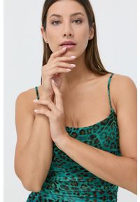 Guess - Sukienka. Kolor: zielony. Materiał: tkanina. Długość rękawa: na ramiączkach. Typ sukienki: dopasowane #2