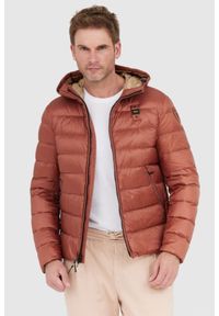 Blauer USA - BLAUER Brązowa męska puchowa kurtka Sergio z kapturem, Rozmiar M. Typ kołnierza: kaptur. Kolor: brązowy. Materiał: puch #1