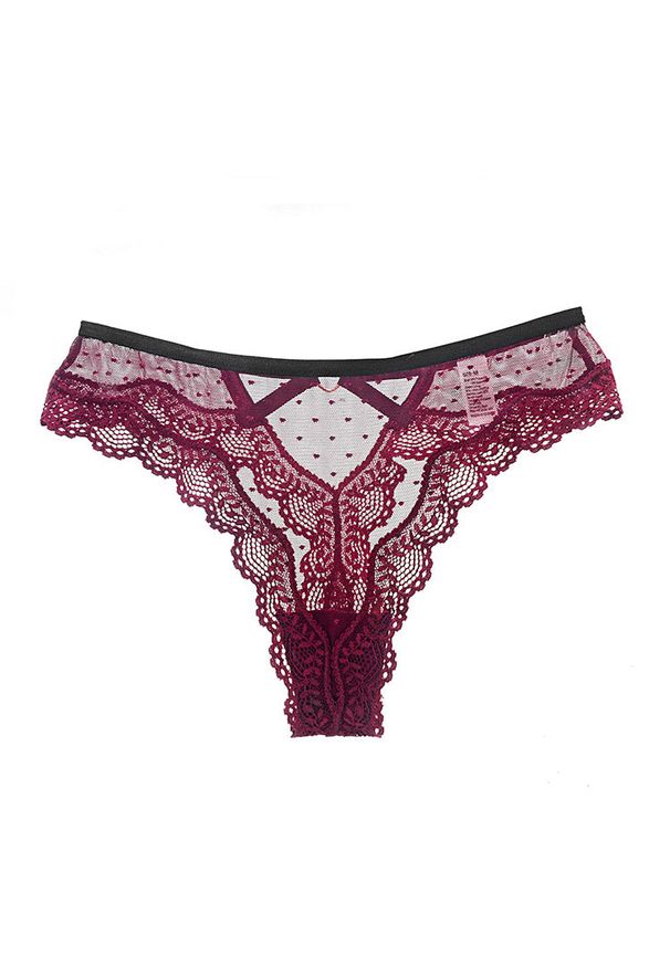 Intica - Majtki koronkowe damskie z ażurowym wzorem Corin. Kolor: czerwony. Materiał: koronka. Wzór: ażurowy