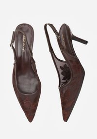 Born2be - Brązowe Sandały na Szpilce z Haftowanym Wzorem Iphiserris. Zapięcie: sprzączka. Kolor: brązowy. Materiał: jeans. Wzór: haft. Obcas: na szpilce. Styl: klasyczny #8