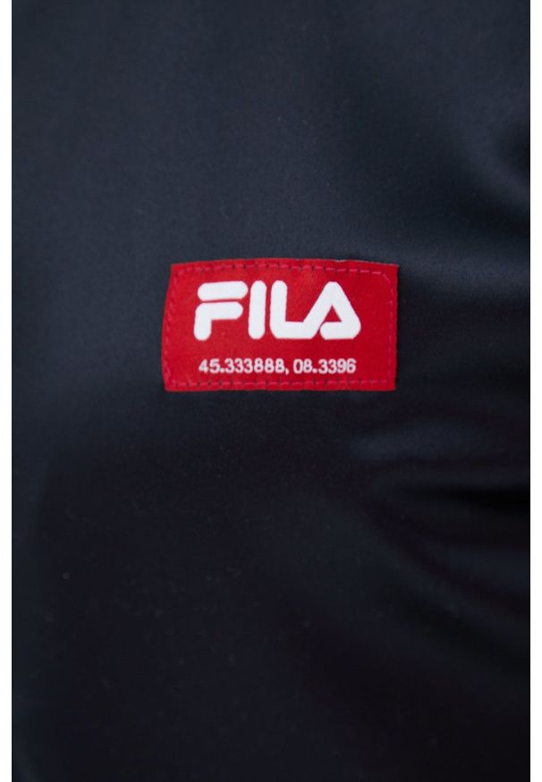 Fila kurtka bomber dwustronna damska kolor czarny przejściowa. Okazja: na co dzień. Kolor: czarny. Materiał: satyna, materiał. Wzór: ze splotem. Styl: casual