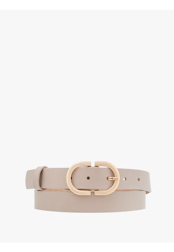 Ryłko - Beżowy pasek damski. Kolor: beżowy. Materiał: skóra