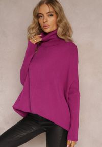 Renee - Fioletowy Golf z Rękawem Nietoperz Elsinne. Typ kołnierza: golf. Kolor: fioletowy. Długość rękawa: długi rękaw. Długość: długie #5