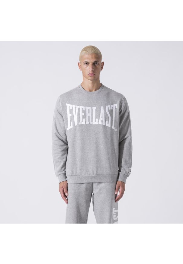 EVERLAST - Oryginalny Sweter Z Okraglym Gorsetem Grey Melange Bawelna, Poliester. Typ kołnierza: dekolt gorset. Kolor: szary. Materiał: poliester. Wzór: haft