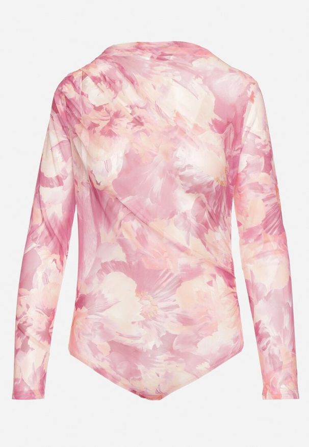 Born2be - Fioletowe Siateczkowe Body Ozdobione Abstrakcyjnym Wzorem Folianelle. Okazja: na co dzień. Kolor: fioletowy. Materiał: jeans. Wzór: aplikacja. Styl: elegancki, casual