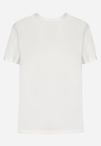 Born2be - Biały T-shirt z Bawełny Ozdobiony Naszywką Firolee. Okazja: na co dzień. Kolor: biały. Materiał: bawełna. Wzór: aplikacja. Styl: casual #7