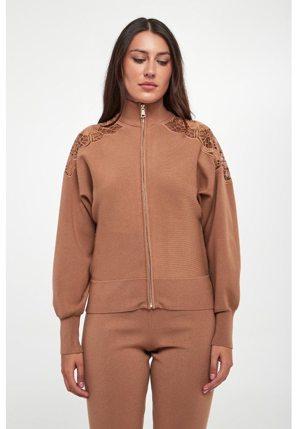 Twinset Milano - Sweter damski zapinany na zamek TWINSET