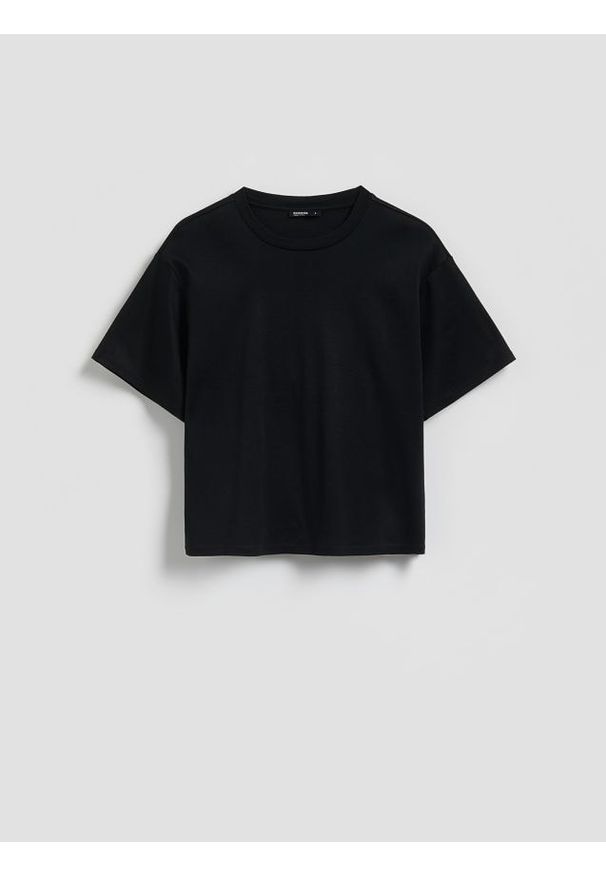 Reserved - T-shirt z modalem - czarny. Kolor: czarny. Materiał: bawełna