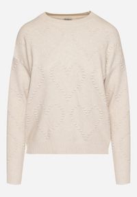 Born2be - Jasnobeżowy Sweter Ozdobiony Motywem Serc Unisae. Okazja: na co dzień. Kolor: beżowy. Materiał: jeans. Wzór: aplikacja. Styl: casual #7