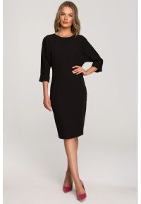 Stylove - Sukienka ołówkowa z nietoperzowymi rękawami klasyczna czarna. Okazja: na spotkanie biznesowe, do pracy. Kolor: czarny. Typ sukienki: ołówkowe. Styl: klasyczny #1