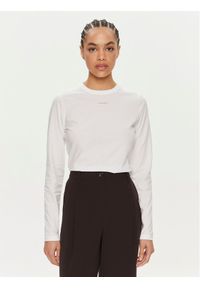 Calvin Klein Bluzka Nano Logo K20K207572 Biały Regular Fit. Kolor: biały. Materiał: bawełna
