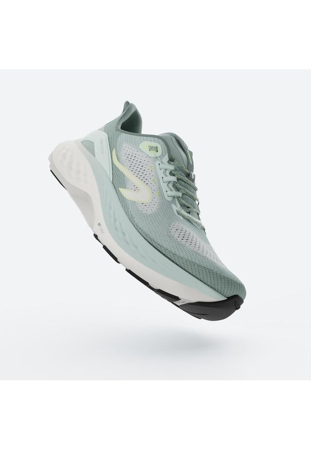 KIPRUN - Buty do biegania damskie Kiprun KS900 Support. Kolor: zielony, biały, niebieski, wielokolorowy. Wzór: geometria. Sport: bieganie