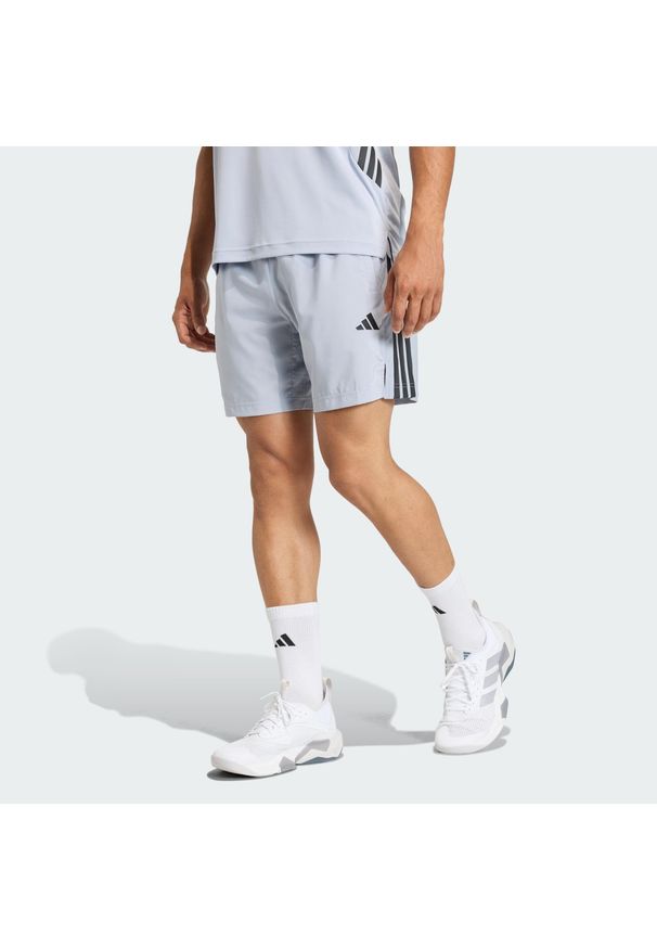 Adidas - Szorty Tech Essentials Workout 3-Stripes. Kolor: szary. Technologia: ClimaCool (Adidas). Sport: fitness