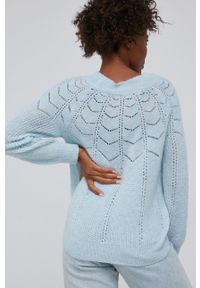 Answear Lab - Sweter z domieszką wełny. Okazja: na co dzień. Kolor: niebieski. Materiał: wełna. Długość rękawa: raglanowy rękaw. Styl: wakacyjny #4