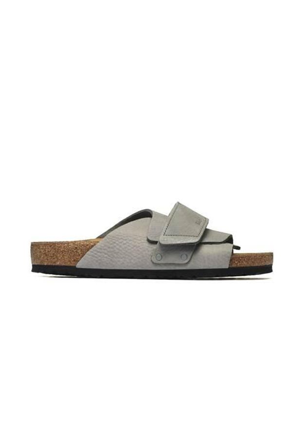 Klapki męskie Birkenstock Kyoto. Kolor: szary. Materiał: skóra. Szerokość cholewki: normalna. Sport: turystyka piesza