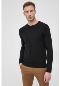 Sisley - Sweter z domieszką wełny. Okazja: na co dzień. Kolor: czarny. Materiał: wełna. Długość rękawa: długi rękaw. Długość: długie. Styl: casual
