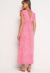 Born2be - Różowa Bawełniana Sukienka Boho Wiązana z Tyłu Brynivia. Okazja: na co dzień, na spacer. Kolor: różowy. Materiał: bawełna. Długość rękawa: krótki rękaw. Typ sukienki: proste. Styl: boho #7