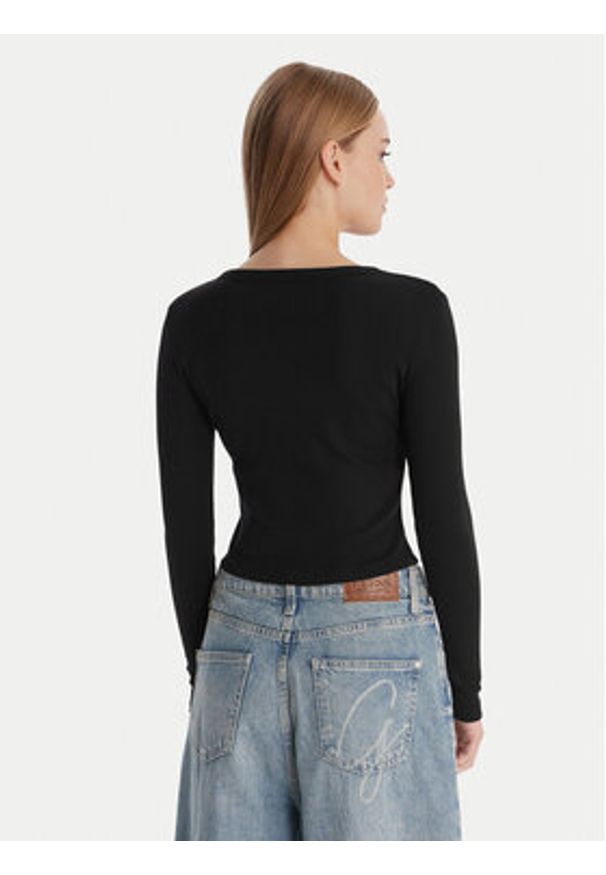 Guess Kardigan V6RP06 K8RT2 Czarny Regular Fit. Kolor: czarny. Materiał: wiskoza