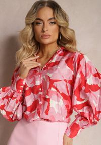 Renee - Czerwono-Różowa Koszula o Klasycznym Kroju z Zapięciem na Guziki i Długim Rękawem Fiomina. Kolor: czerwony. Długość rękawa: długi rękaw. Długość: długie. Styl: klasyczny