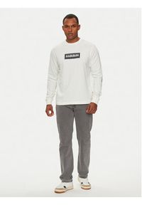 Napapijri Longsleeve S-Box Logo NP0A4I3M Écru Regular Fit. Materiał: bawełna. Długość rękawa: długi rękaw #5