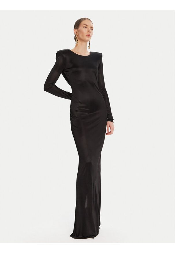 Elisabetta Franchi Sukienka wieczorowa AB-R10-56E2-V690 Czarny Regular Fit. Kolor: czarny. Materiał: wiskoza. Styl: wizytowy