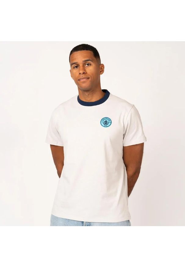 MANCHESTER CITY - Koszulka z logo Manchester City dla mężczyzn. Kolor: szary. Materiał: bawełna. Sport: piłka nożna