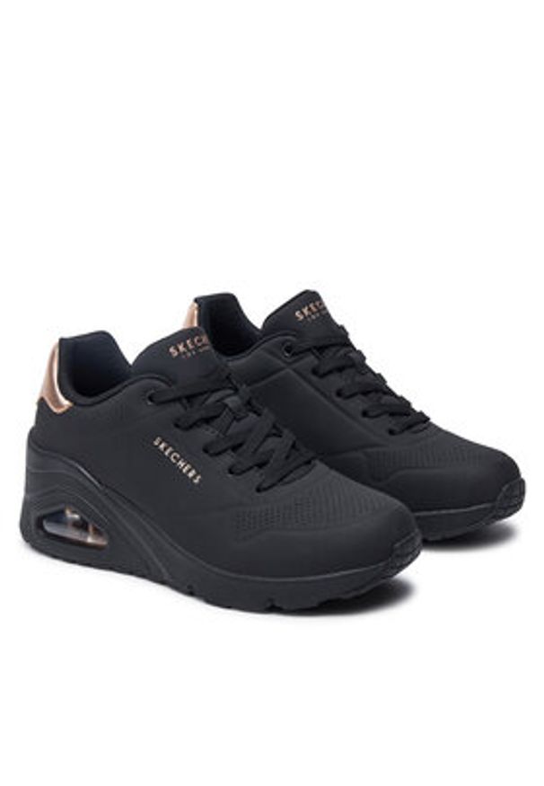 skechers - Skechers Sneakersy 177520/BBK Czarny. Kolor: czarny. Materiał: skóra