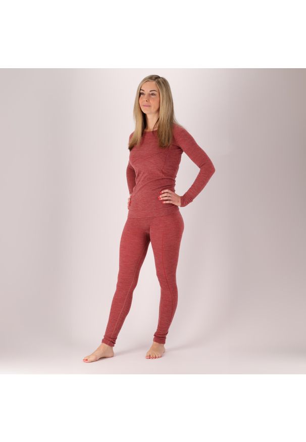 XTREME - Zestaw Damskie spodnie/koszula termoaktywna Premium. Kolor: czerwony. Materiał: poliester, wełna, poliamid, elastan. Sezon: zima. Sport: narciarstwo