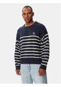 Calvin Klein Jeans Sweter LV04RG305G Granatowy Relaxed Fit. Kolor: niebieski. Materiał: bawełna #1