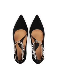 Kazar - Czarne zamszowe czółenka z biżuteryjnym paskiem. Nosek buta: szpiczasty. Zapięcie: pasek. Kolor: czarny. Materiał: zamsz. Wzór: aplikacja. Obcas: na obcasie. Styl: elegancki. Wysokość obcasa: średni #5