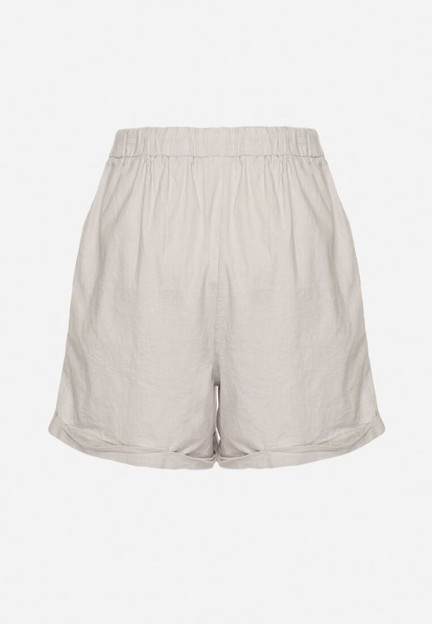 Born2be - Szare Szorty Bawełniane z Elastyczną Gumką w Talii Sarilea. Okazja: na co dzień. Kolor: szary. Materiał: bawełna. Sezon: lato. Styl: elegancki, casual