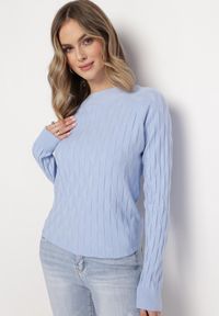 Born2be - Jasnoniebieski Klasyczny Sweter z Półgolfem Nordda. Kolor: niebieski. Materiał: bawełna. Styl: klasyczny #5