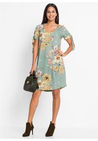 bonprix - Sukienka z lejącej wiskozy. Kolor: zielony. Materiał: wiskoza. Wzór: nadruk, aplikacja. Styl: elegancki #3