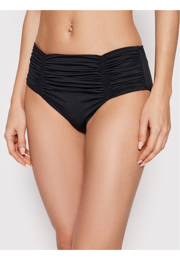 Seafolly Dół od bikini Gathered Front 40343-942 Czarny. Kolor: czarny. Materiał: syntetyk