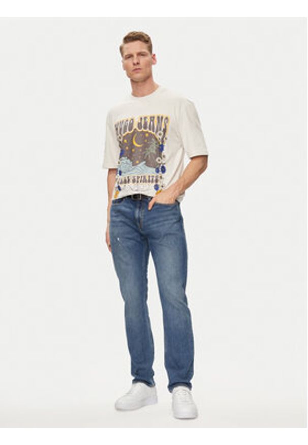 Hugo T-Shirt Nirito 50513199 Écru Regular Fit. Materiał: bawełna