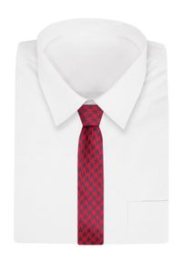 Klasyczny Krawat, Czerwono-Granatowy w Pepitkę, Męski, 7cm -Angelo di Monti. Kolor: czerwony, wielokolorowy, niebieski. Materiał: tkanina. Styl: klasyczny