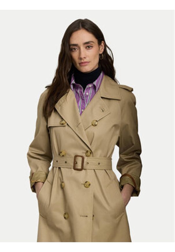 Lauren Ralph Lauren Trencz 297951259003 Beżowy Straight Fit. Kolor: beżowy. Materiał: bawełna