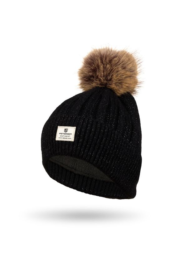 Czapka zimowa Peterson PTN HAT-09 czarny. Kolor: czarny. Materiał: akryl, futro, materiał. Sezon: zima. Styl: casual, elegancki