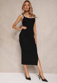 Renee - Czarna Sukienka z Wiskozą Typu Bodycon z Prążkowanego Materiału Erilwenis. Okazja: na co dzień. Kolor: czarny. Materiał: materiał, wiskoza, prążkowany. Typ sukienki: bodycon. Styl: casual