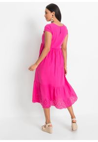 Sukienka midi z ażurowym haftem bonprix różowy "pinklady". Kolor: różowy. Wzór: ażurowy, haft. Długość: midi #4