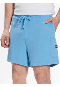 Tommy Jeans Szorty sportowe DM0DM16330 Błękitny Regular Fit. Kolor: niebieski. Materiał: bawełna. Styl: sportowy